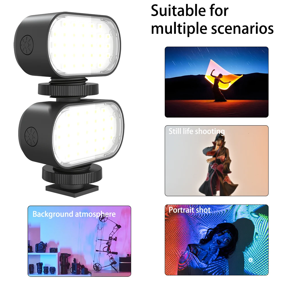 

Ultra Mini Rechargable LED Video Light Adjustable Vlog Light for Youtube Selfie Live Type-C Charging Light Photography Lamp