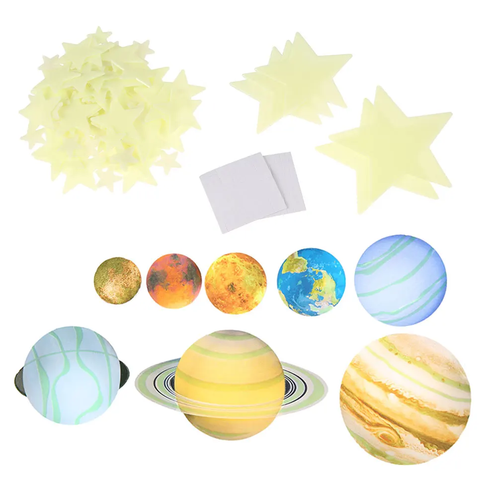 

Luminous Moon and Stars Wall Stickers Kids Bedroom Fluorescent Glow In The Dark Stars Glow Wall Stickers Home Decoration