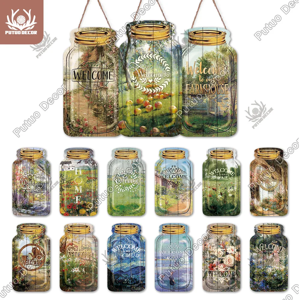 Putuo Декор иллюстрация знак стеклянная банка с завинчивающейся крышкой Форма