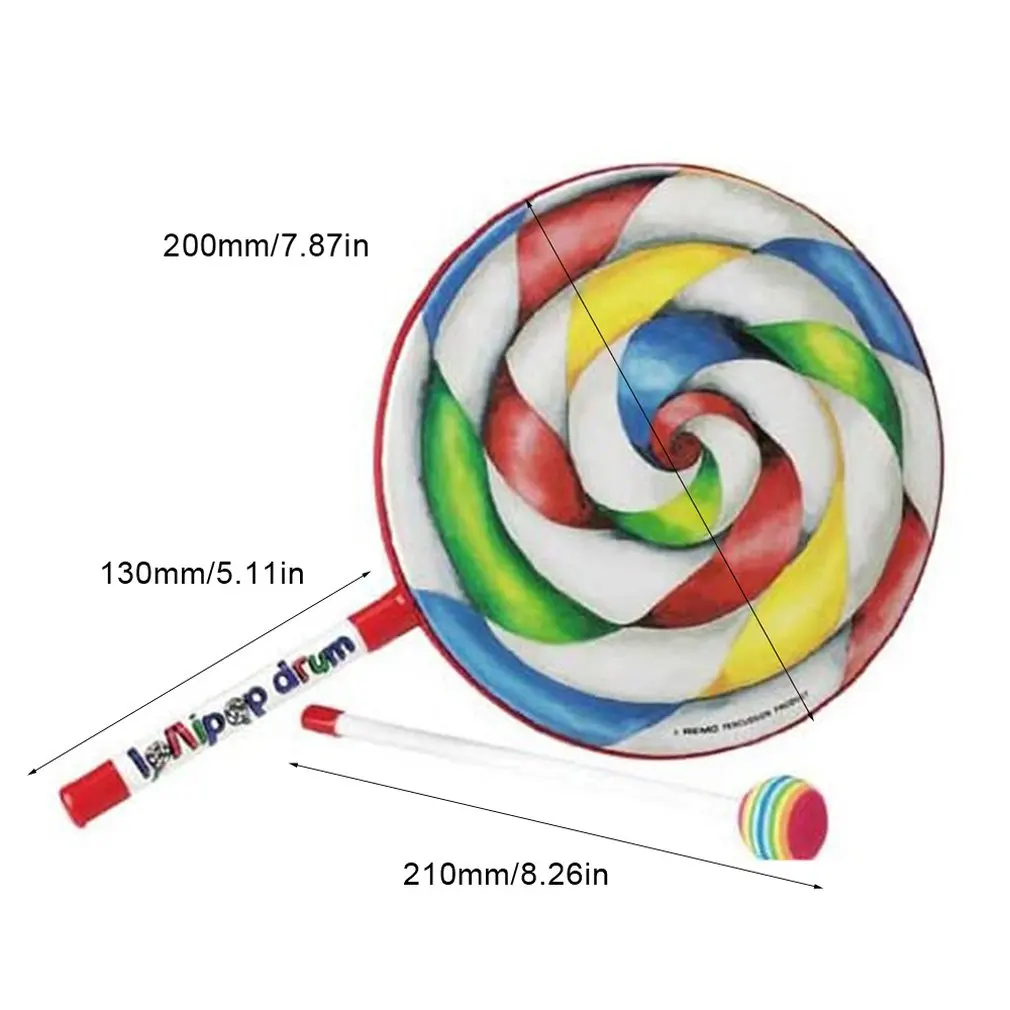 

Rainbow Blow Lollipop Drum Orff Musical Instrument Children'S Music Percussion Toy Kindergarten Early Teaching Aids