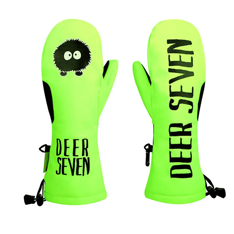 Men Women Ski Gloves Winter Outdoor Sports Windproof Waterproof Warm Fleece Skiing Snowboarding Mittens Kids Cartoon Ski Gloves