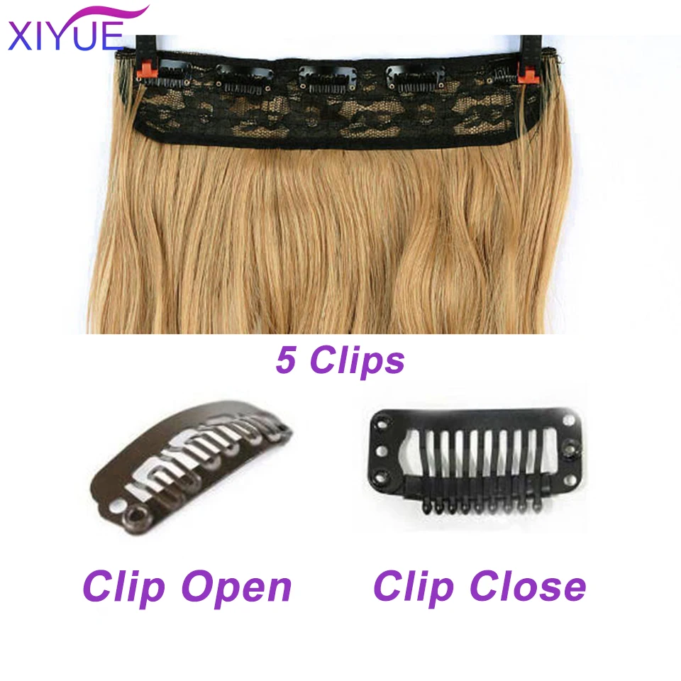 

XIYUE 5 Clips Synthetic Hair Long Straight Wavy Clip In Hair Extensions False Hair Black Hair Pieces for Women