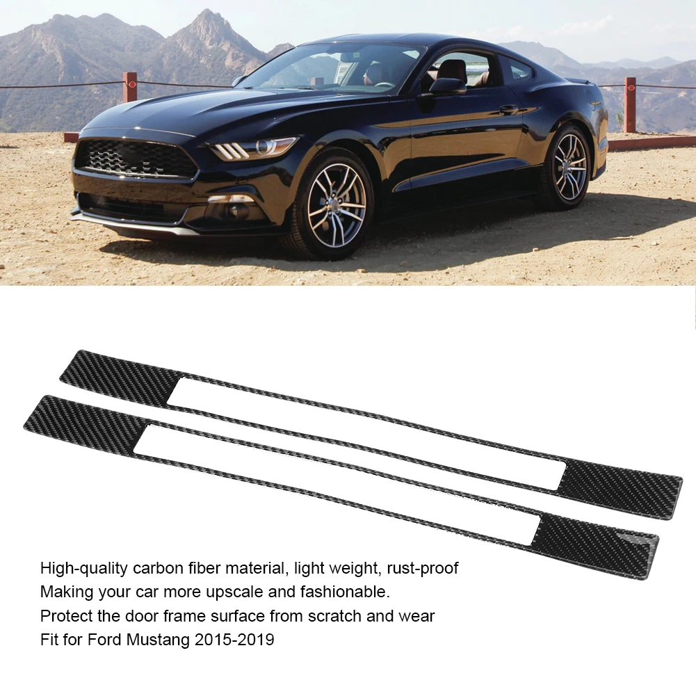 

2Pcs Car Carbon Fiber Door Sill Cover Trim Sticker Fit for Ford Mustang 2015-2019 Left-hand Drive Free Shipping