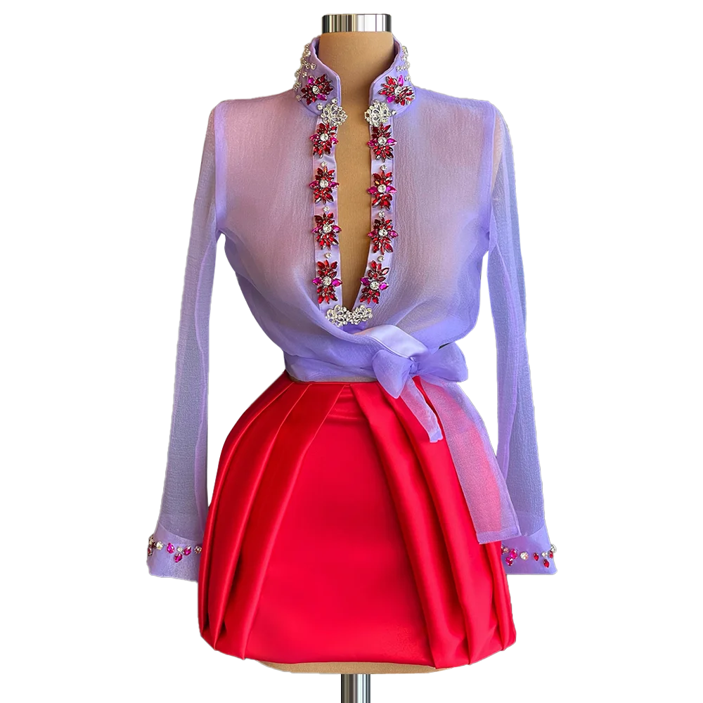 

Short Mini Dresses Purple collides with Red Girls Long Sleeves 2021 Kısa Mini elbiseler mor collides kırmızı kızlar uzun Sleeve