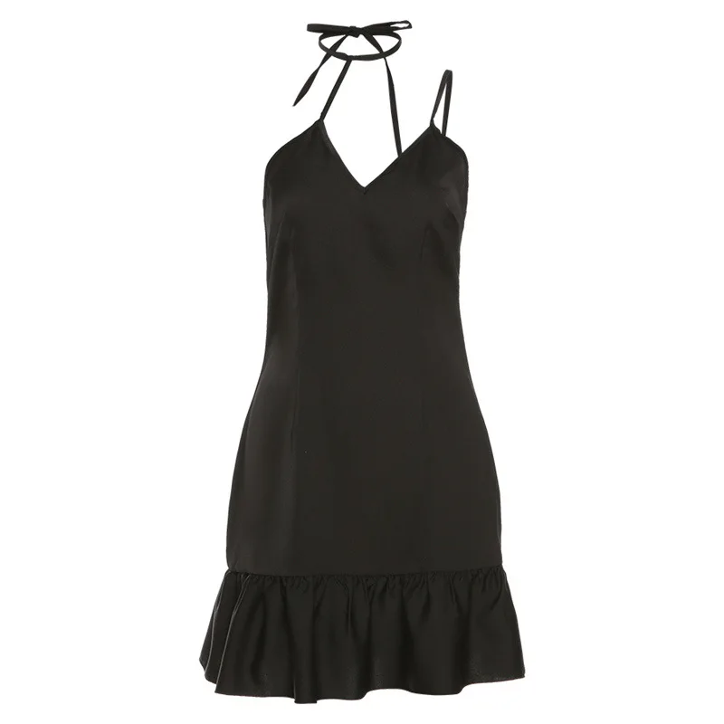 

ArtSu Summer Black Sundress Boho Sleeveless Strap Mini Sexy Dresses Ladies Elegant V neck Casual Beach Bohemain Dress DR28013