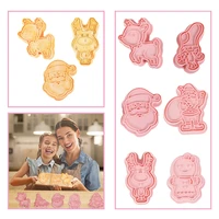 6pcsset christmas cookie plunger cutters 3d xmas biscuits mold abs plastic fondant cake baking mould cookie decorating tools