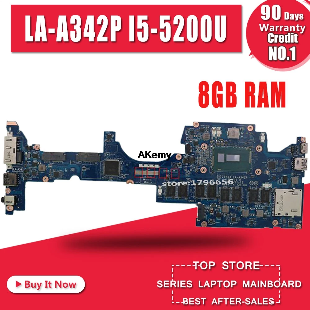 ZIPS3 LA-A342P материнская плата для ноутбука For Lenovo YOGA 12 S1 тест оригинальная 8G-RAM I5-5200U |
