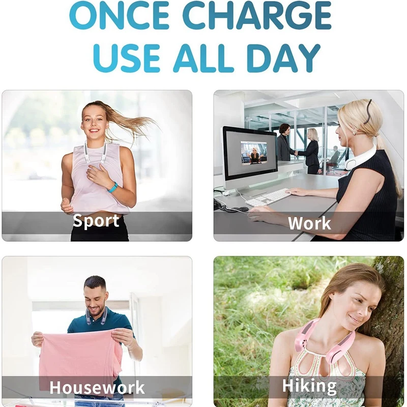

Portable Neck Fan,Hand Free Bladeless Wearable USB Rechargeable 9000MAh Sport Fan Cooler Cooling for Office Travel
