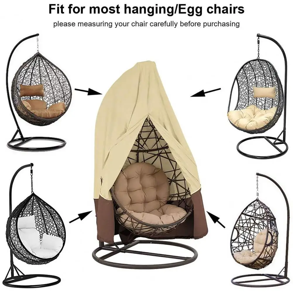 

Protective Hanging Chair Cover Drawstring Closure Waterproof Oxford Cloth Rattan Chair Furniture Protective Cover for Home Yard