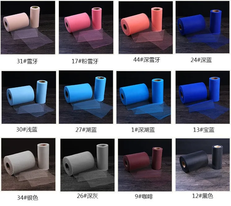 

(25 yard) 15 cm Kleurrijke Tissue Tulle Roll Spool Craft Bruiloft Decoratie Tafelloper Organza Gaas Stoel Sjerpen Boog Stof