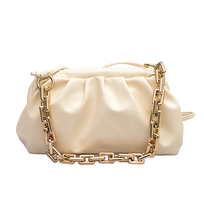 

Chain Shoulder Bags for Women 2020 Solid Color Luxury Bag Female Crossbody Messenger Handbags Lady Party Clutch Pleated Tote bag
