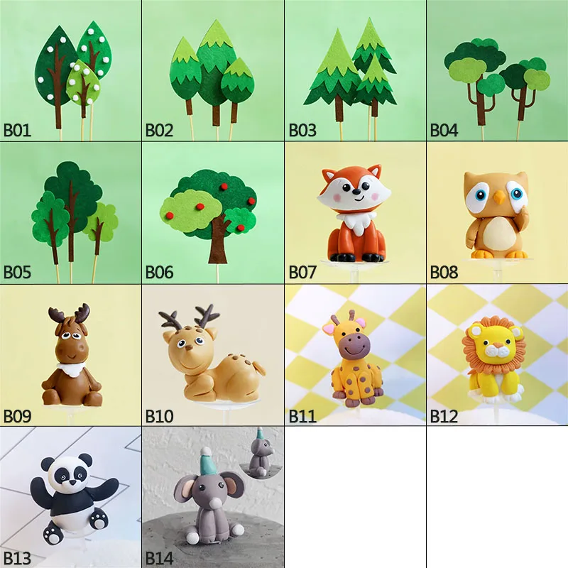 Милый лес Животные торт фигурки жениха и невесты жираф Лев Панда Сова олень