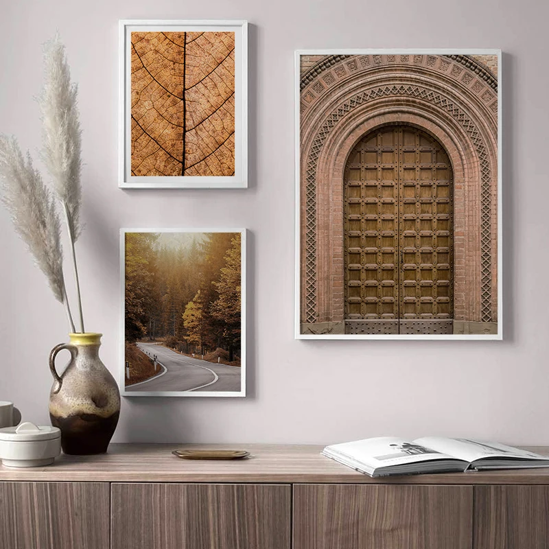 Марокканская дверь лесные листья холст живописи северный минималистический постер и печати декоративные картинки для гостиной на.