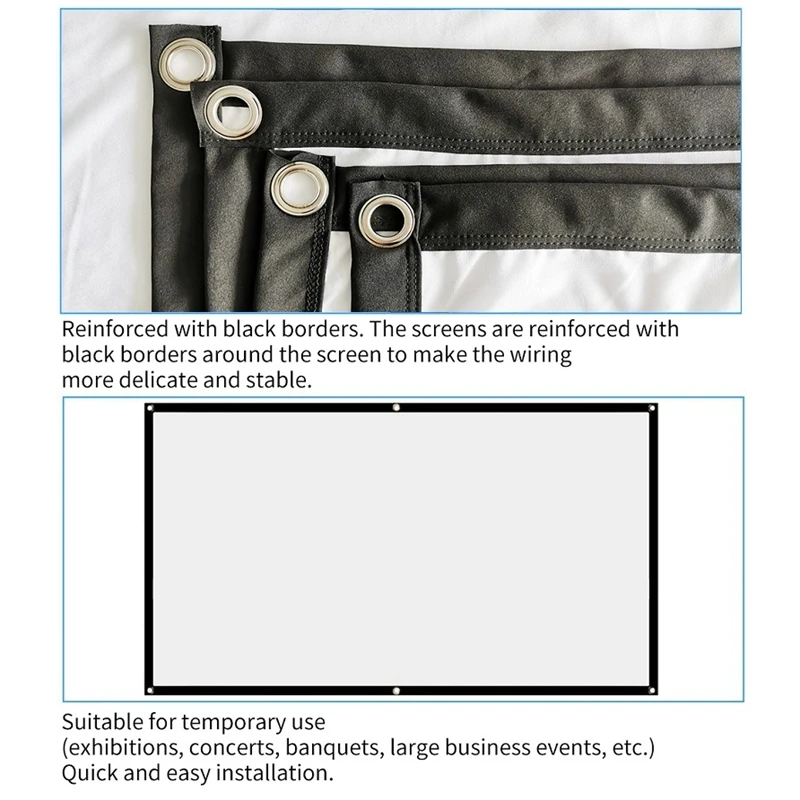 

Projector Screen for Home Theater HD White Foldable Anti-Crease