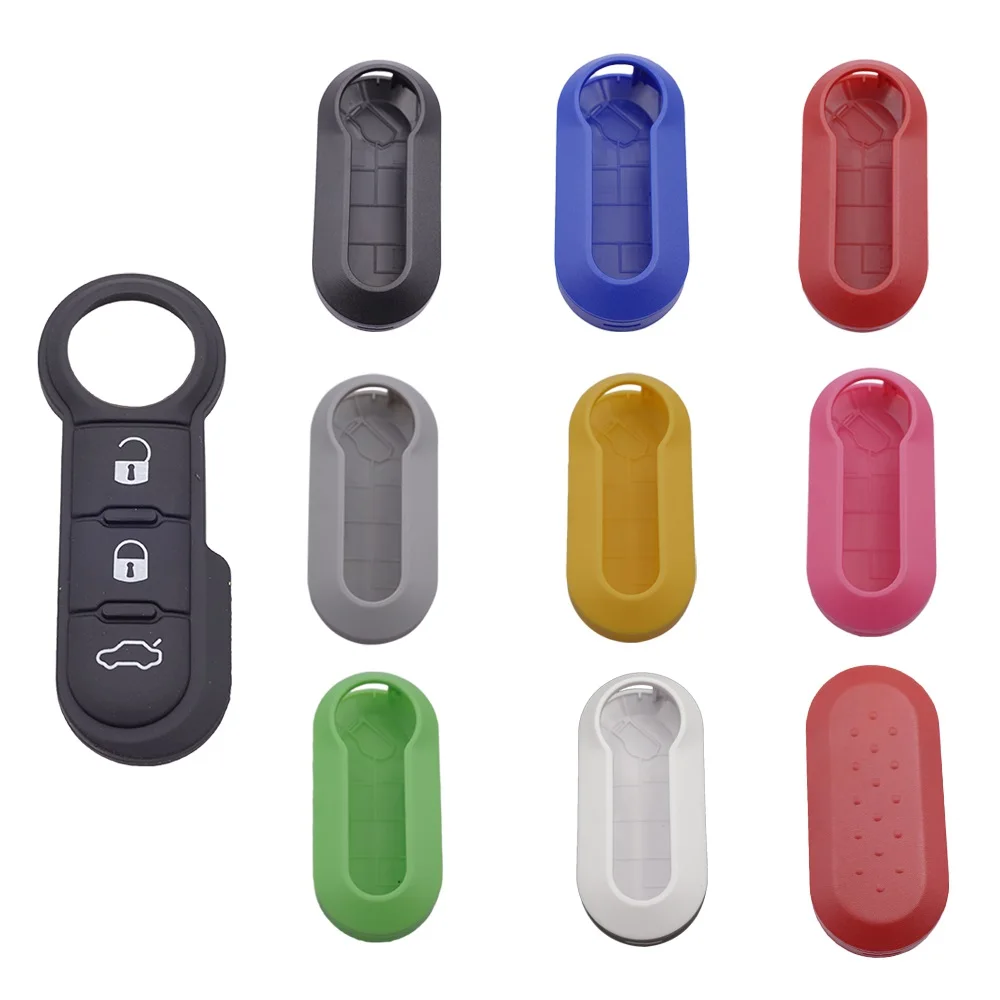 

1PC Remote Flip Key Shell Case Car Key Pad for Fiat 500 Panda Punto Bravo Replacement Key Case 3 Buttons Rubber Button Pad