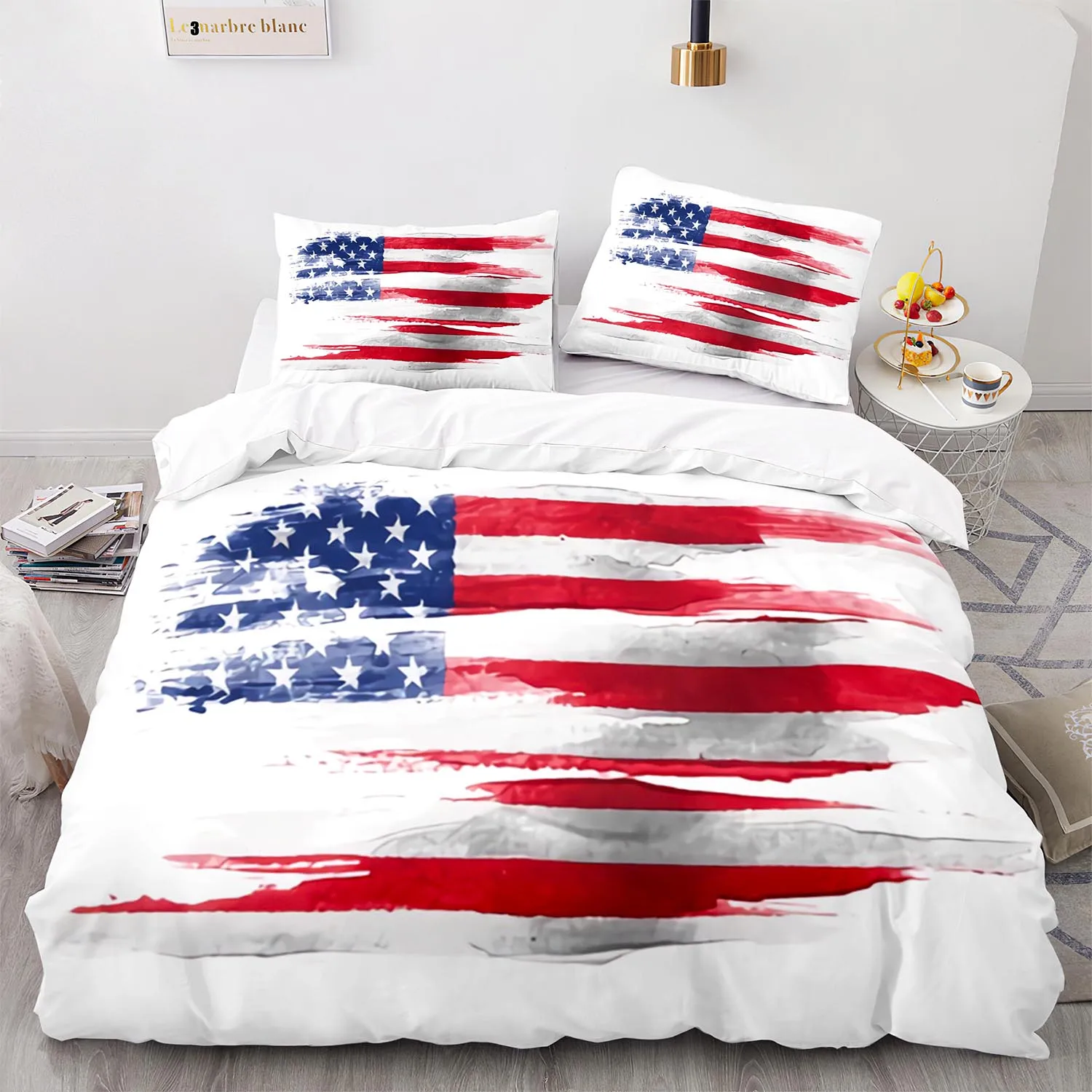 New USA Flag Bedding Set Single Twin Full Queen King Size United States Bed Sets American Aldult Kid Kawaii Duvetcover 09 | Дом и сад