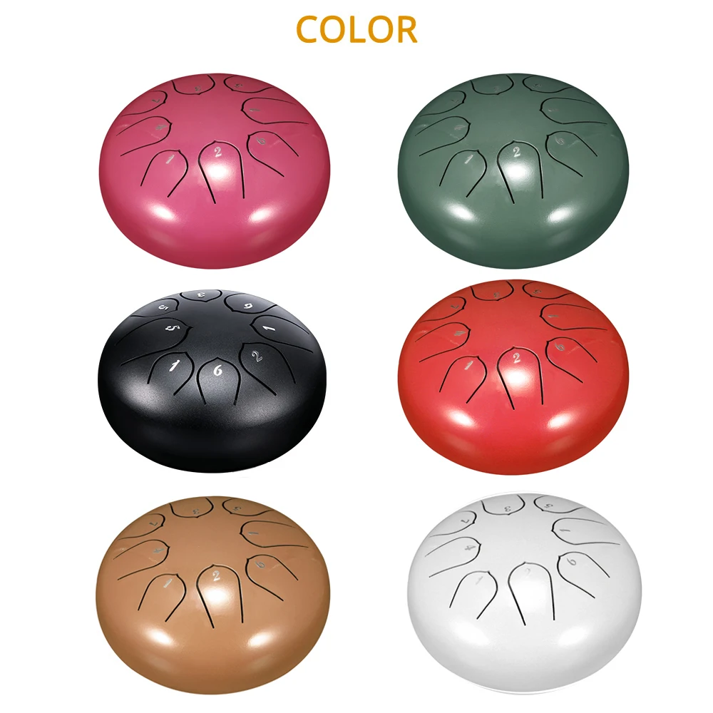 

6 Inch Kids Musical Toy Steel Tongue Drum 8 Tune Hand Pan Drum Tank With Drumstick Carrying Bag Percussion Instruments Hand Pan
