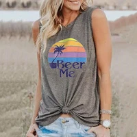 beer me rainbow coconut tree print graphic tees women plus size 90s harajuku white top casual letter 2020 woman clothes