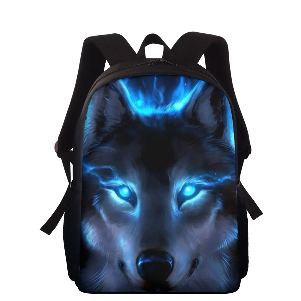 

Школьный рюкзак для мальчиков и девочек, портфель с 3D-принтом Синего Волка 15 дюймов для учеников, сумки для учебников на плечо