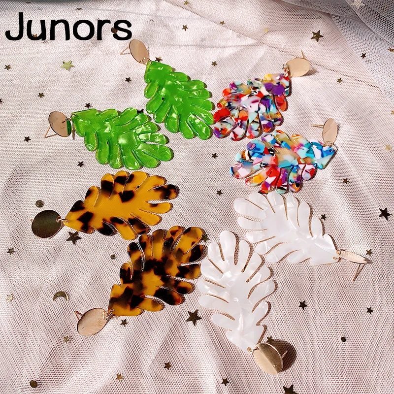 Винтажные богемные большие акриловые серьги в виде листьев для женщин