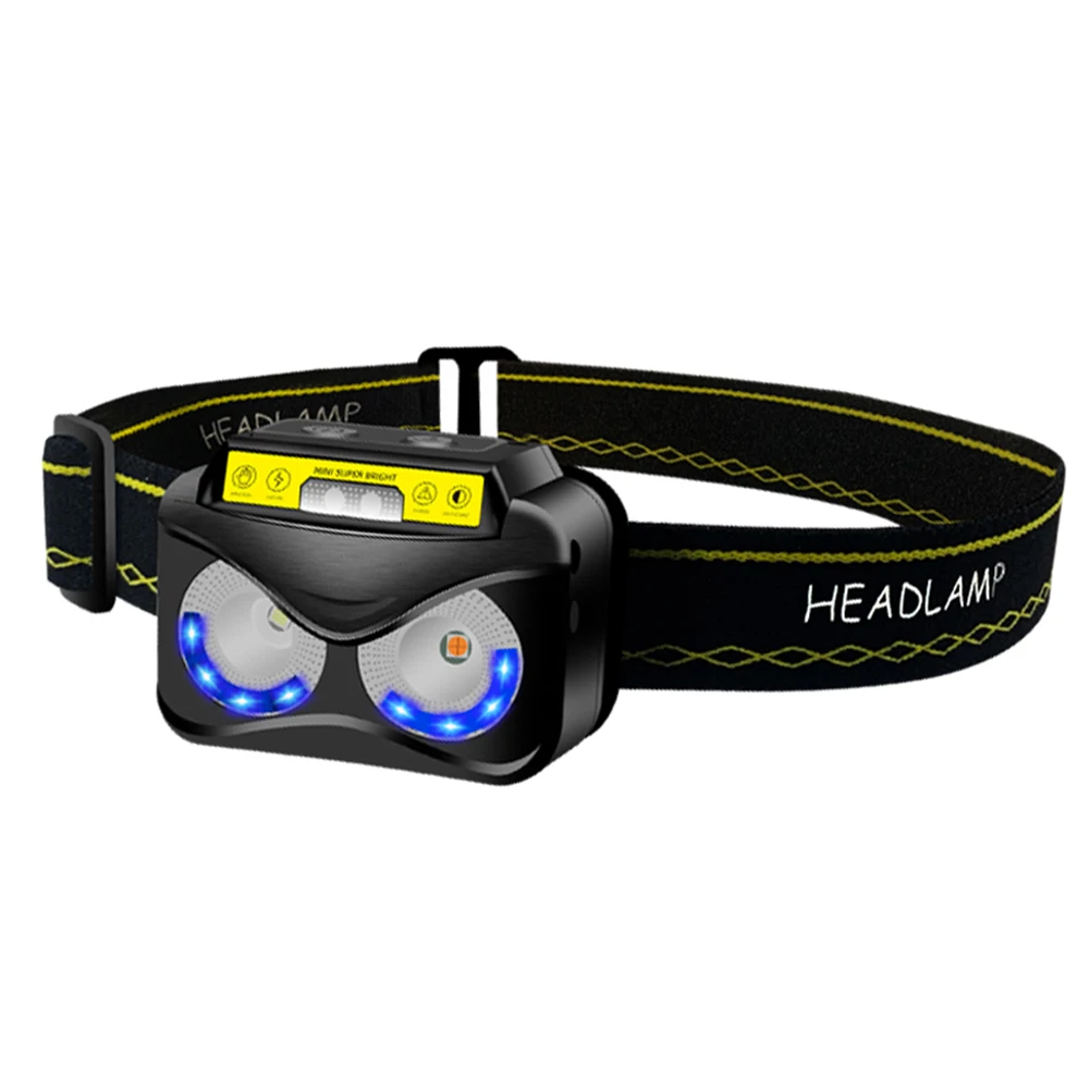 

Mini COB Headlamp COB Headlight Portable Head Lamp Flashlight Torch Head Light Headwear Light with Wide Headband