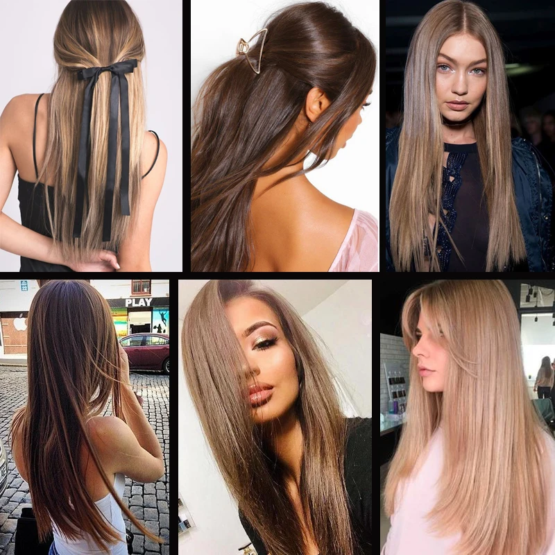 

LISI GIRL 5 Clips Straight Hair Extension Hair Extensions Human Natural Wig High Fiber Synthetic Hair Cheap Female Hair Hairpin