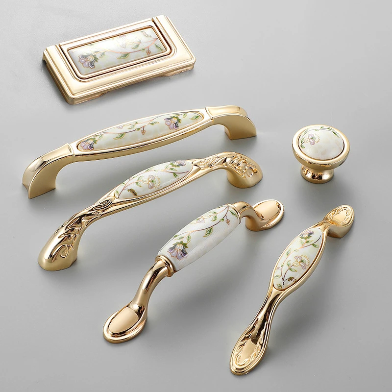 

Antique Ceramic Cabinet Handles Chinese Vintage Drawer Knobs Wardrobe Door Handles European Furniture Handle Hardware