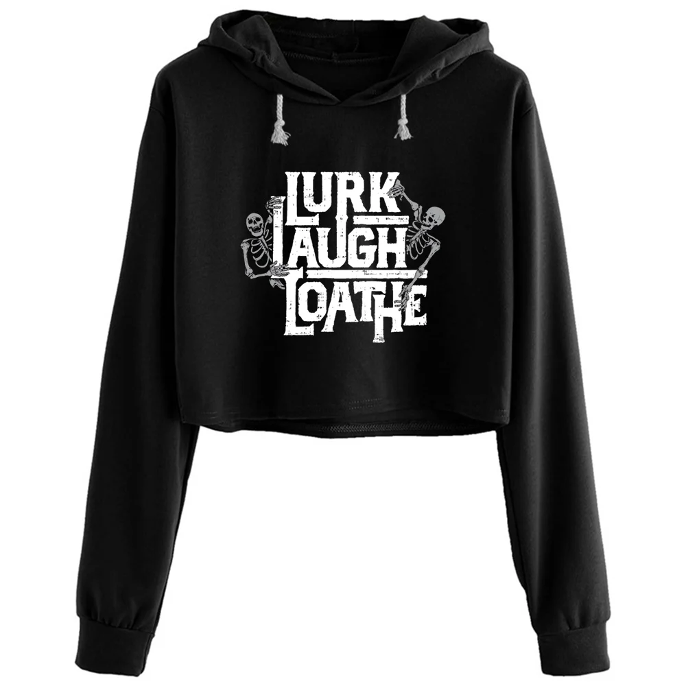 

Lurk Laugh Loathe Skeleton Men Hoodies Women Goth Grunge Harajuku Anime Pullover For Girls