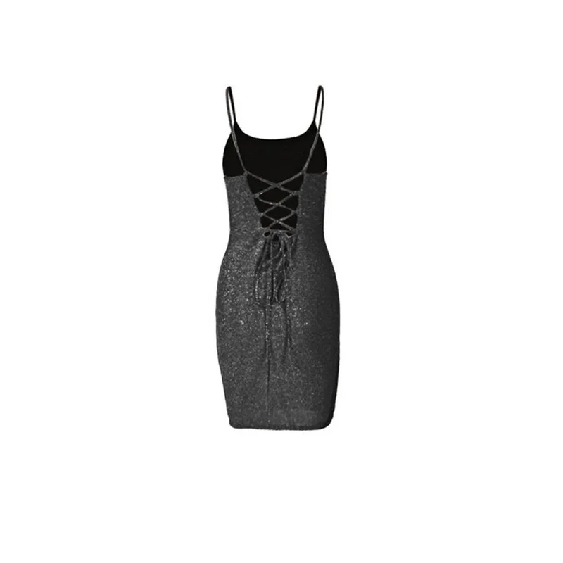 

Women's Lace-up Slim Bright Silk Sleeveless Dress 2021 Spring New Arrivals Sexy Bodycon Dress