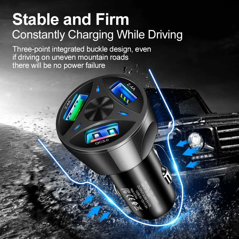 

3 Ports USB Car Charger Carregador Veicular 3A Quick Charge 3.0 Fast Charging For iPhone 11 Xiaomi Huawei Charger Adapter In Car