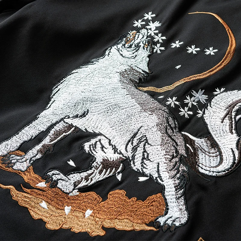 

Couple Wolf Embroidery Bomber Jacket Men Women Baseball Coat Youth Fashion Casual Streetwear Spring 2021 New