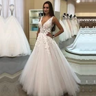 ANGELSBRIDEP свадебное платье трапециевидной формы длинное Vestido De Noiva Сексуальная Аппликация Юбка из кристаллов длиной до пола формальное платье невесты размера плюс