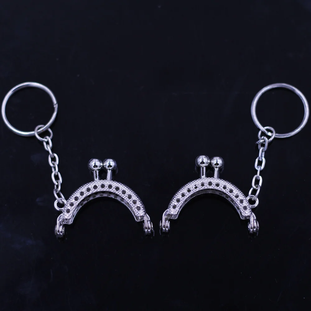 

50PCS Silver Tone Mini Purse Bag Frames Kiss Clasps Clutch Buckle Arch 4cm Sewing Holes Handbag Luggage Accessories Key Ring
