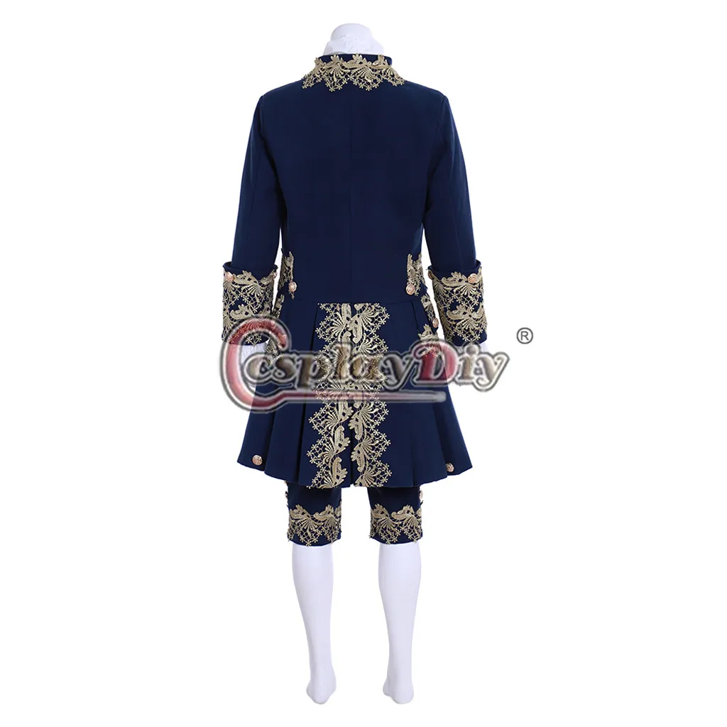 Cosplaydiy 18 й век рококо синий шерстяной Женский Мужской элегантный британский