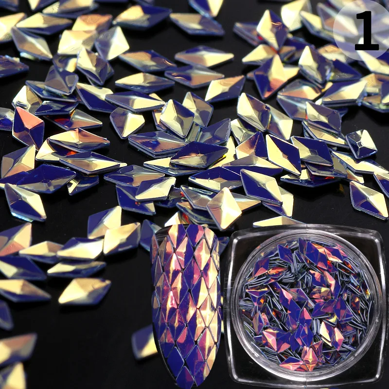 3D лазерный треугольный дизайн ногтей Блестящий чешуйчатый Декор маникюрные