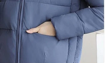 

Korean Winter Autumn Woman Beige Black Blue Warm Padded Parka Coat with A Hood , Womens Hooded Coats Parkas , Women Clothes