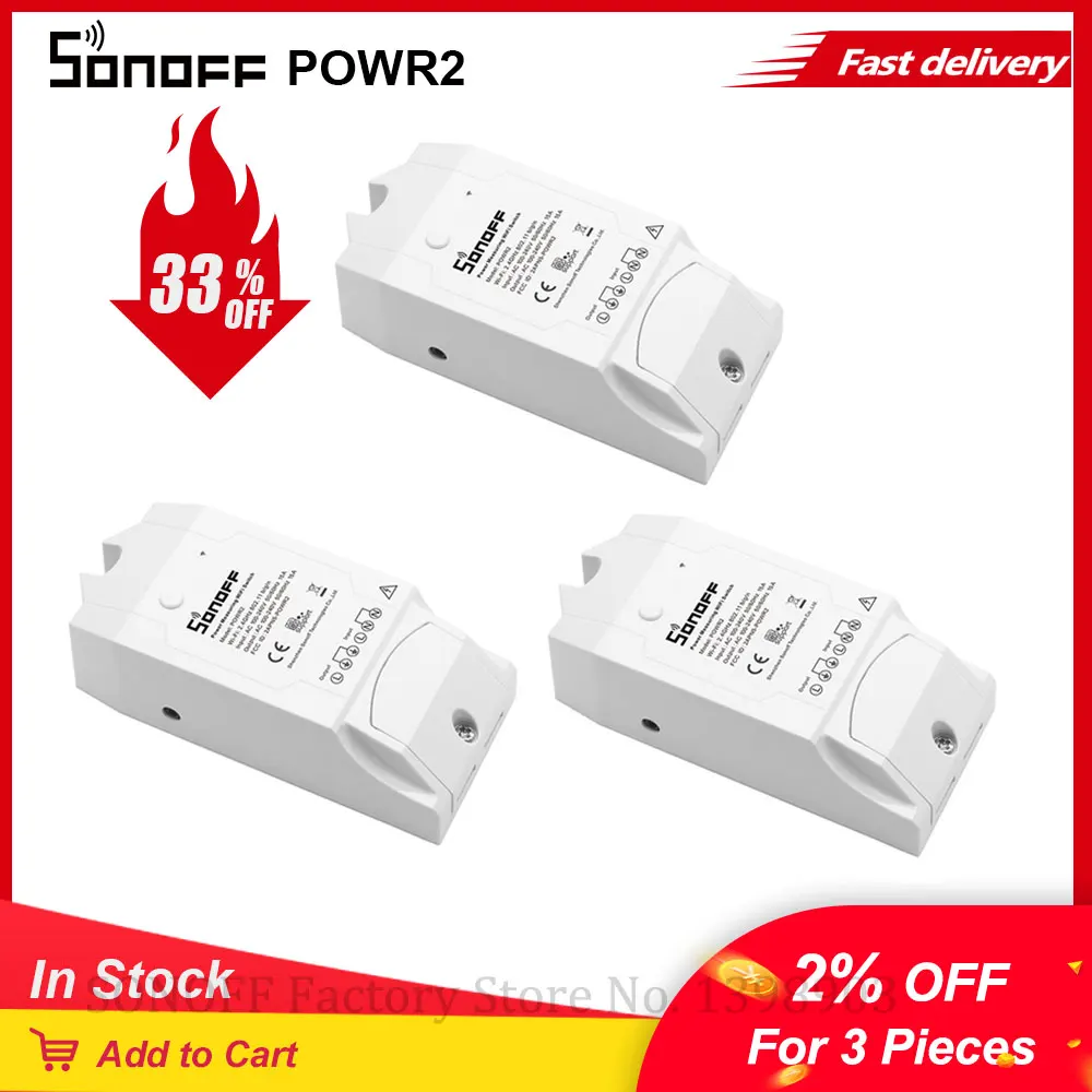 1/2/3/4/5PCS Itead SONOFF POW R2 Wifi Switch Breaker 15A 3500W Smart Home Monitor Power Consumption Works With Alexa | Электроника