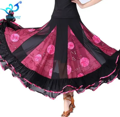 

Ladies Long Swing Dance Skirt Costume Women Belly Dance Waltz Flamenco Ballroom Dress Competition Outfits Spain Dancer Skirts