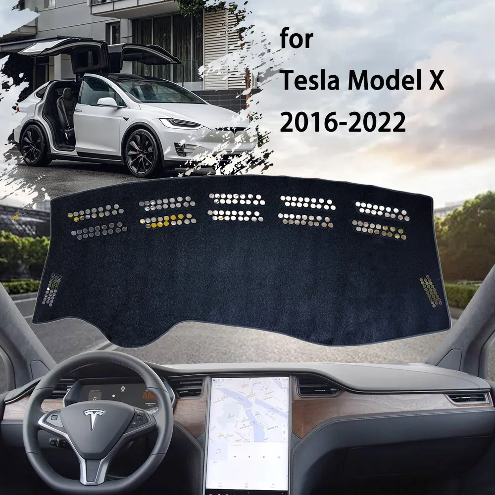 

Dashboard Cover Dashmat Nonslip Cushion Sunshade Carpet for Tesla Model X P90D 75D 90D 100D 2016~2022 Avoid Light Mat Sunshield