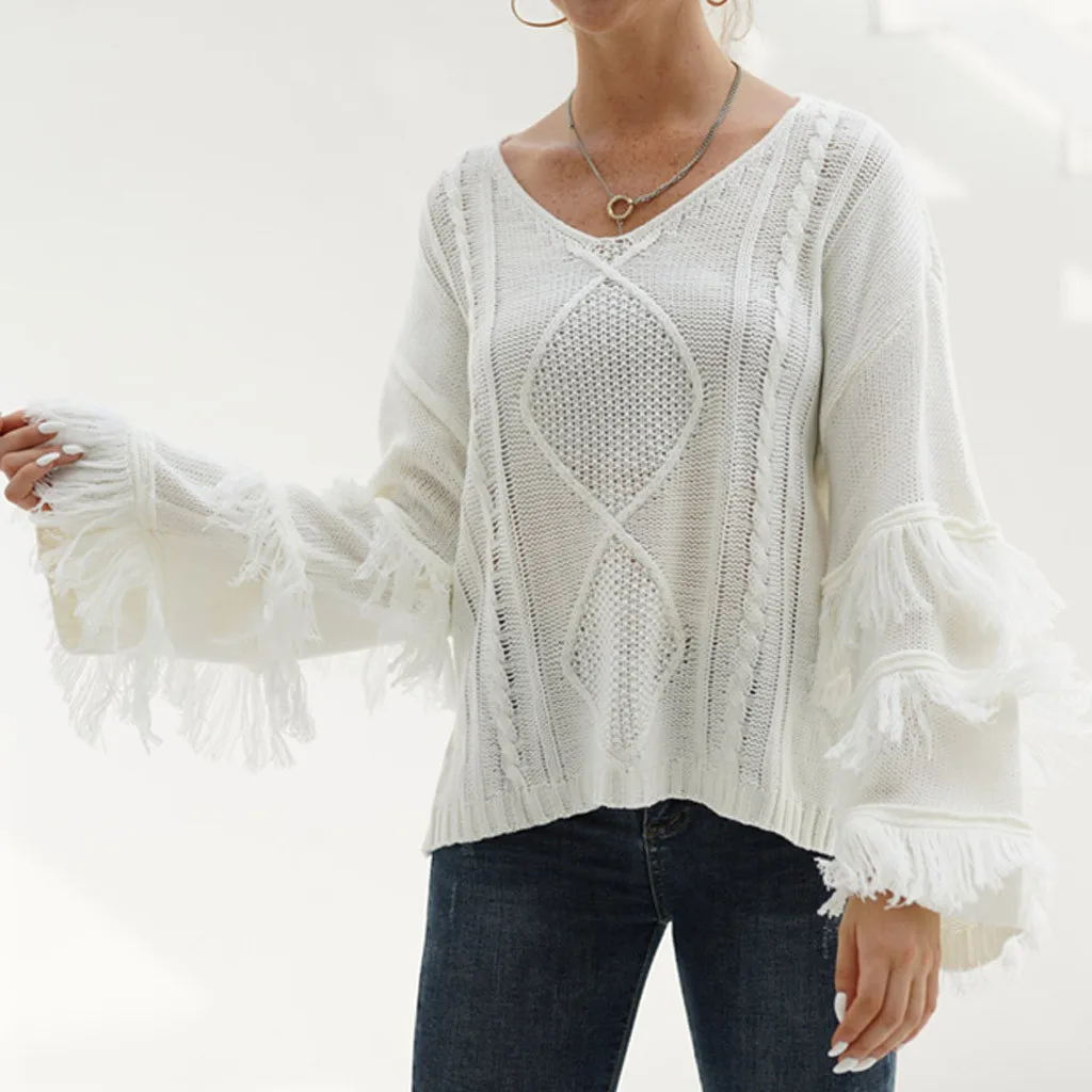 Модные осенне-зимние женские однотонные Свободные повседневные пуловеры с