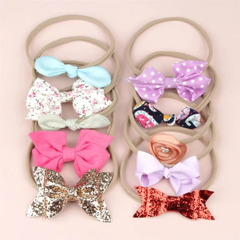 10 шт./компл. детская нейлоновая резинка повязка на голову эластичная