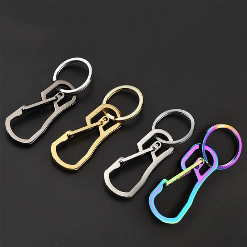 

Titanium Buckles EDC Heavy Duty Carabiner Keychain Multifunction Camp Hang Buckle Quick Release Hooks With Titanium Key Ring