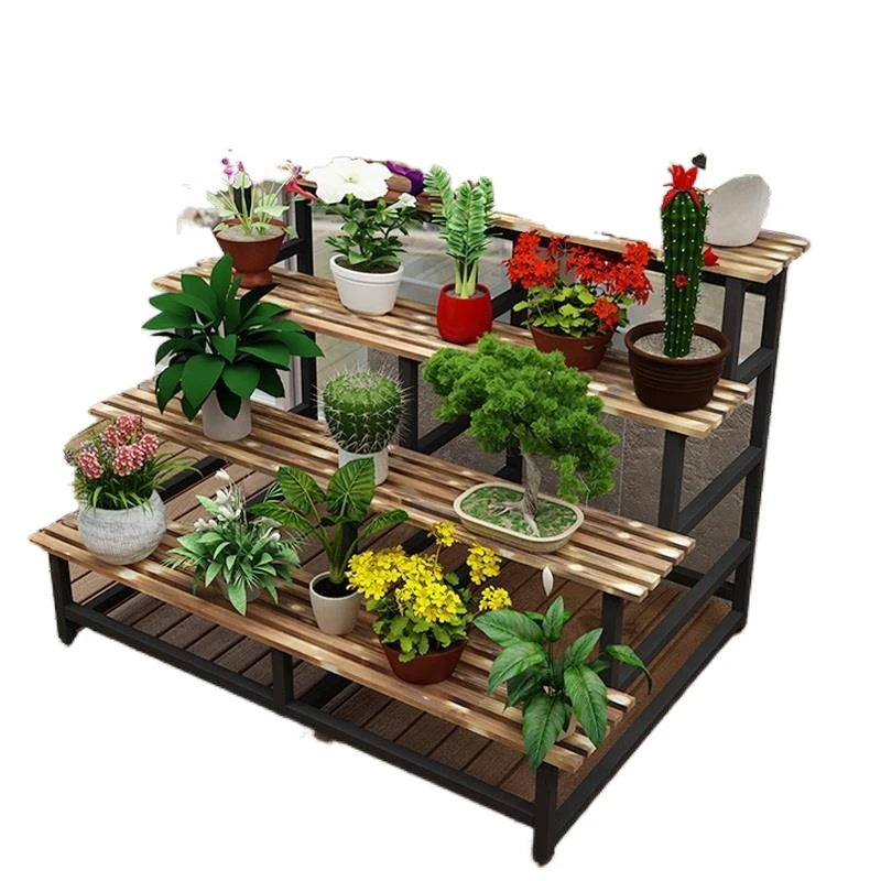 Деревянные полки для горшка стеллаж растений выращивания цветов на балконе |