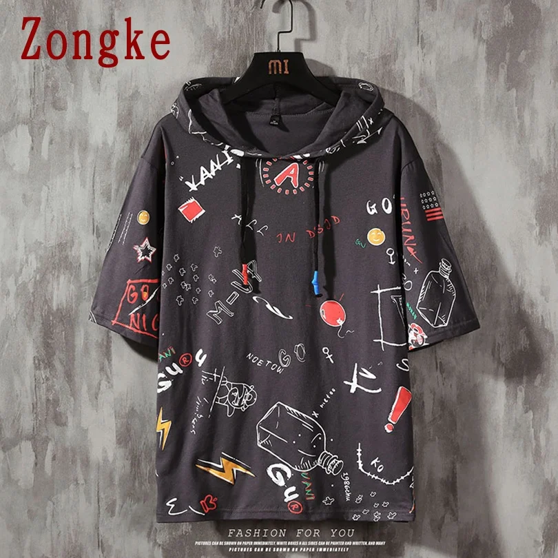 

Zongke Print Harajuku Hoodie Men Clothing Japanese Streetwear Mens Hoodie Pullover Black Tops 5XL 2021 New Arrivals