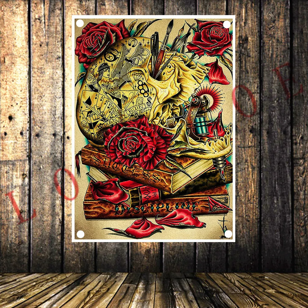 Heavy metal Rock Music Tattoo Band Banners Wall Flags Hanging Painting Tapestry Cloth Art Bar Cafe Hotel Theme Background Decor | Дом и сад