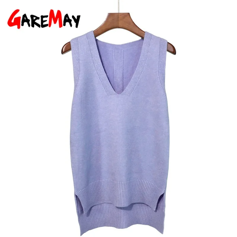 Autumn Women Sweater Waistcoat 2022 Korean Womens Elegant Student V-neck Pullover Knitting Tops Outerwear Vest Pink Black Blue | Женская