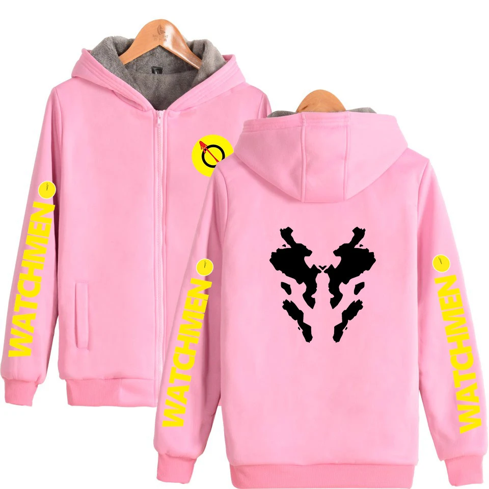 

Men Spring Autumn full Full Zip Hoodies Jacket Watchmen 2D male High street hip hop Loose thermal Hooded Coats