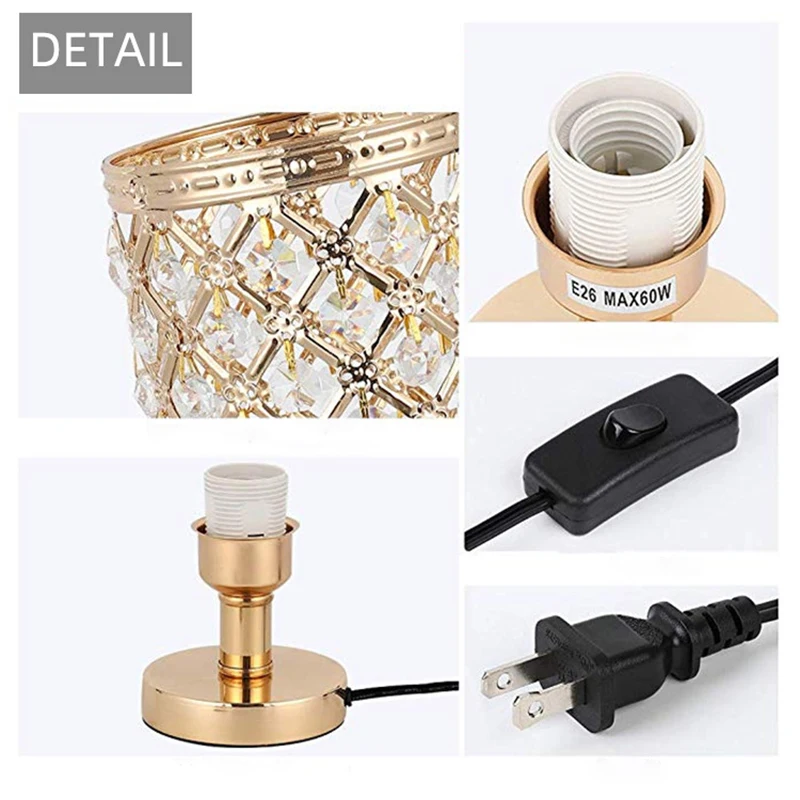Retro Iron Gold Crystal Bedside Table Lighting for Living Room Loft Personal Office Dressing Home Interior Led Luminary | Освещение