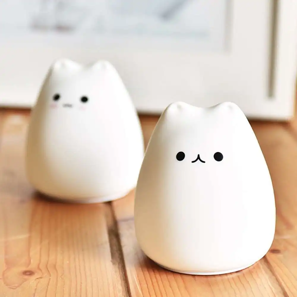 

Rechargeable LED Night Light Cartoon Nursery Lamp Soft Silicone Animal Cat Style