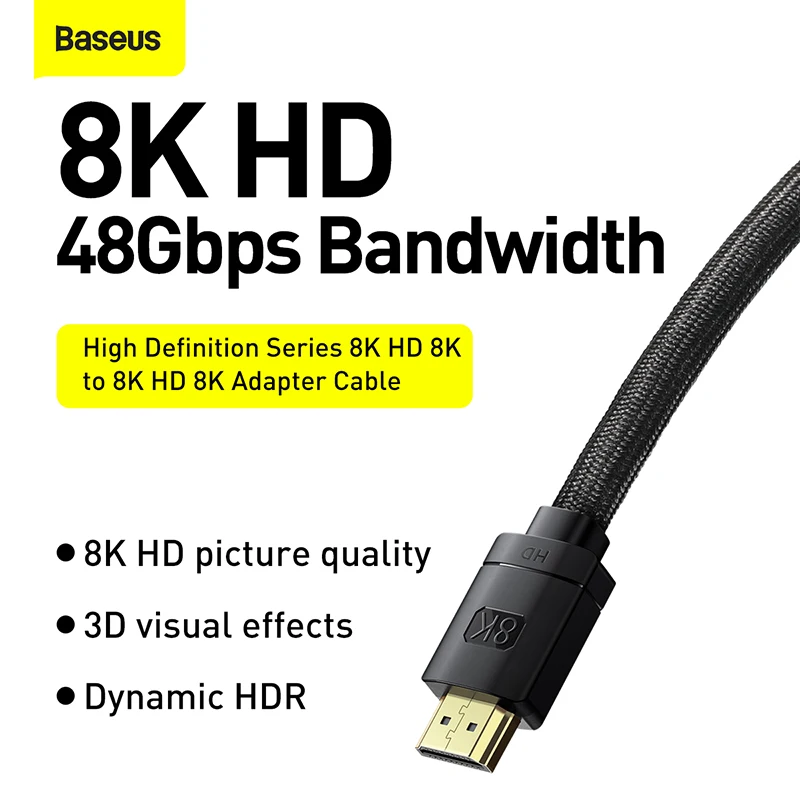 Baseus 8K HDMI совместимый 60 Гц кабель 48 Гбит/с цифровой 4K для Xiaomi Mi TV Box DVD PS5 PS4 PC